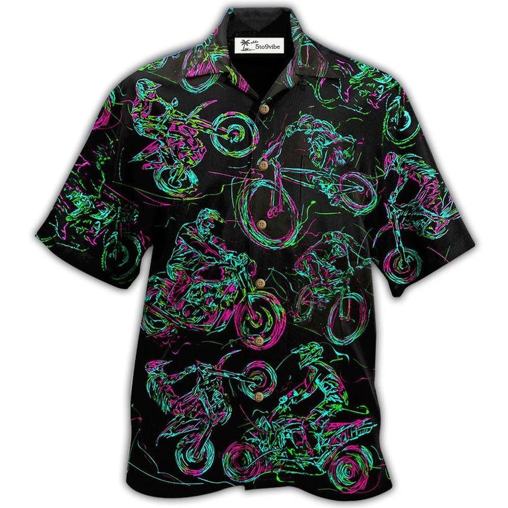Hawaiian Shirt / Adults / S Motorcycle Lover Neon Light - Hawaiian Shirt 