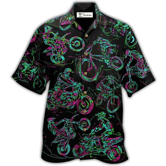 Hawaiian Shirt / Adults / S Motorcycle Lover Neon Light - Hawaiian Shirt 