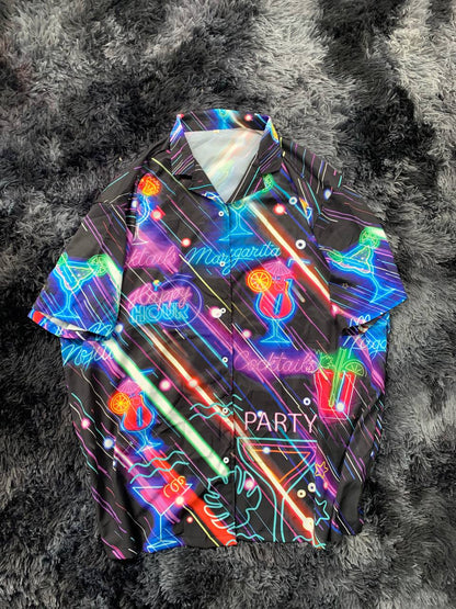 Cocktail Happy Hour Neon Style Amazing - Hawaiian Shirt 