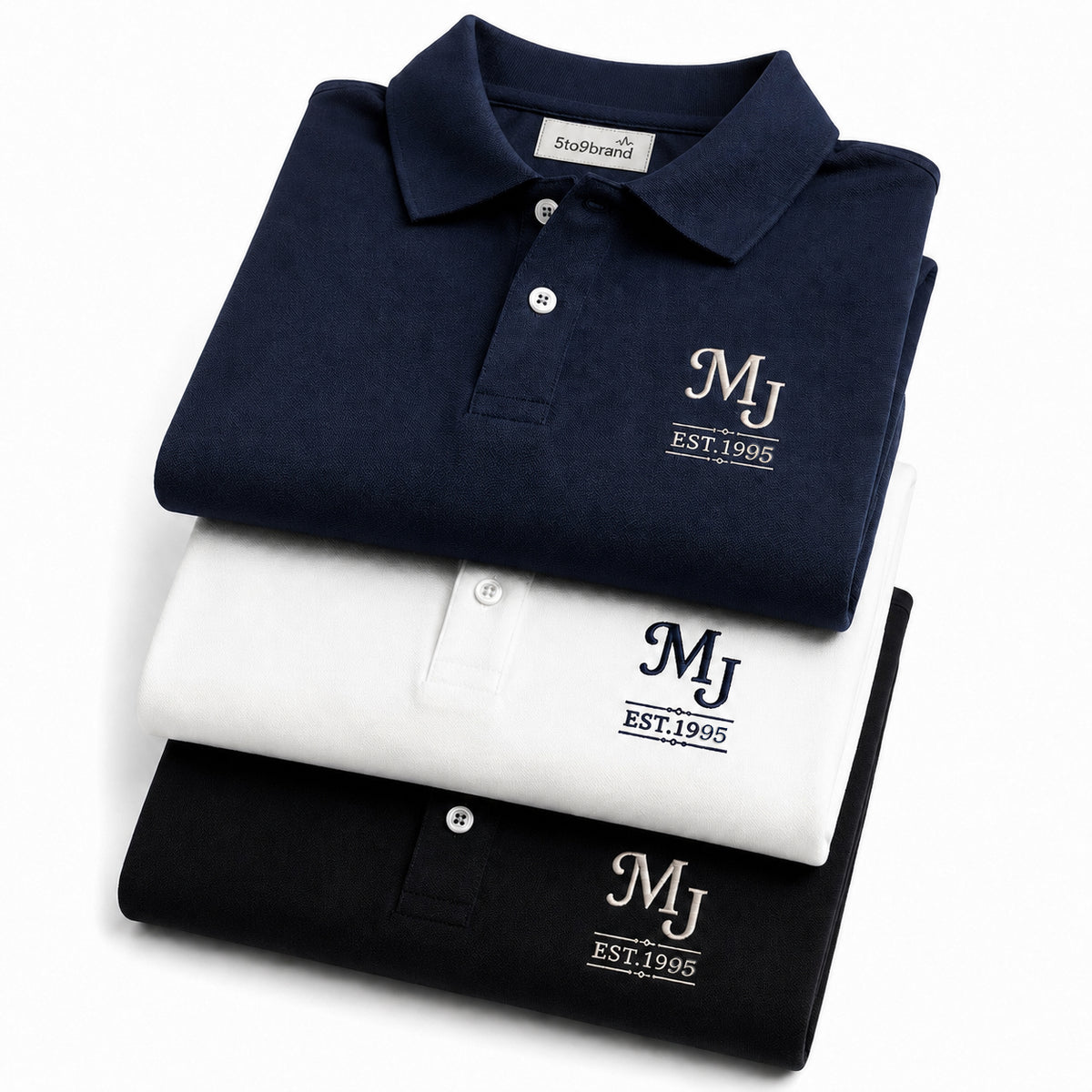 1995 Custom Monogram Embroidered with Name and Year For Birthday, Anniversary, Mother Dad Gift, Couple Gift, Husband Wife Gift, Family Gift Polo Shirts, Unisex T-shirts, Unisex Sweatshirt, Quarter Zip Sweatshirt, Hoodies-T-shirts-5TO9VIBE
