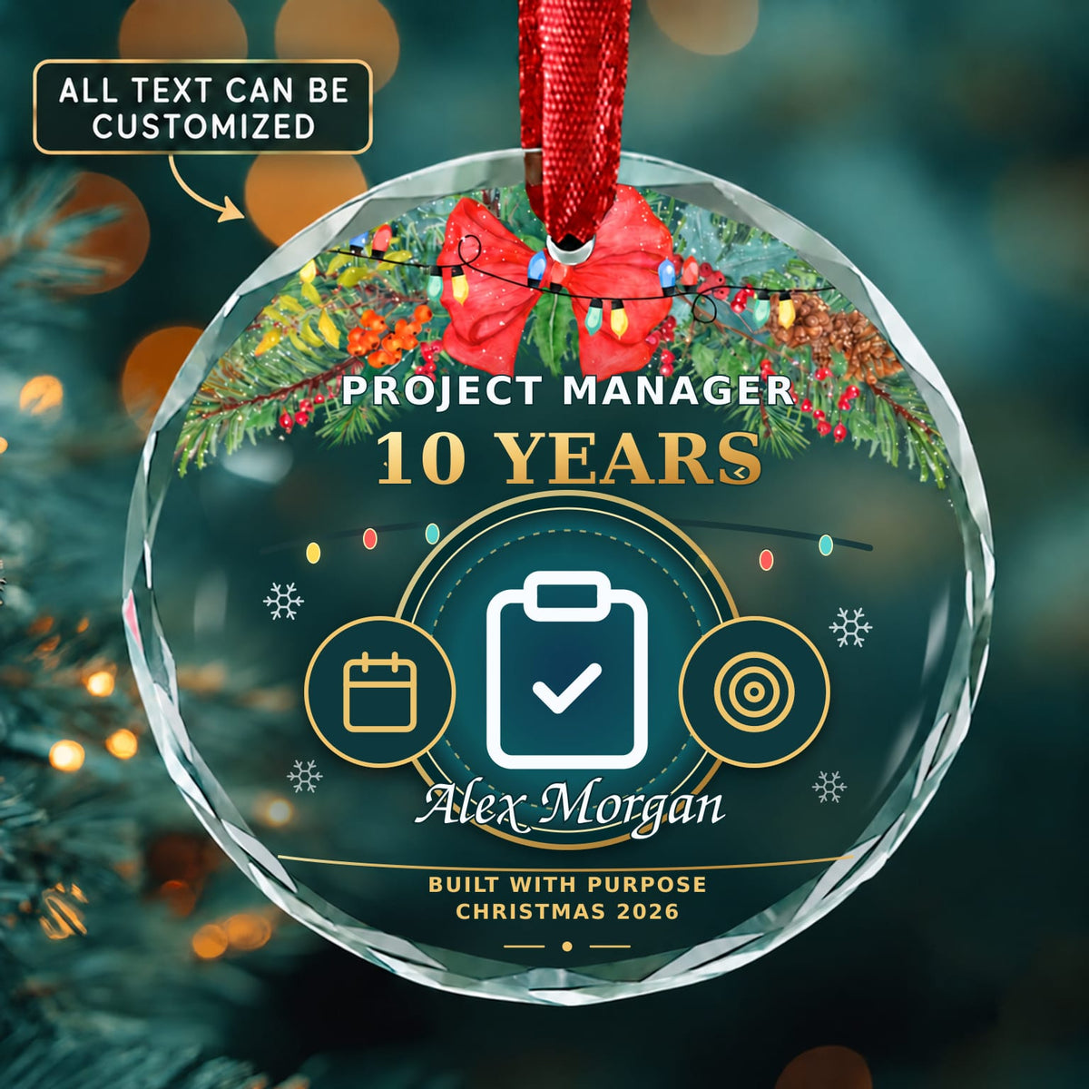 Project Manager Personalized Glass Ornament | 5To9Vibe
