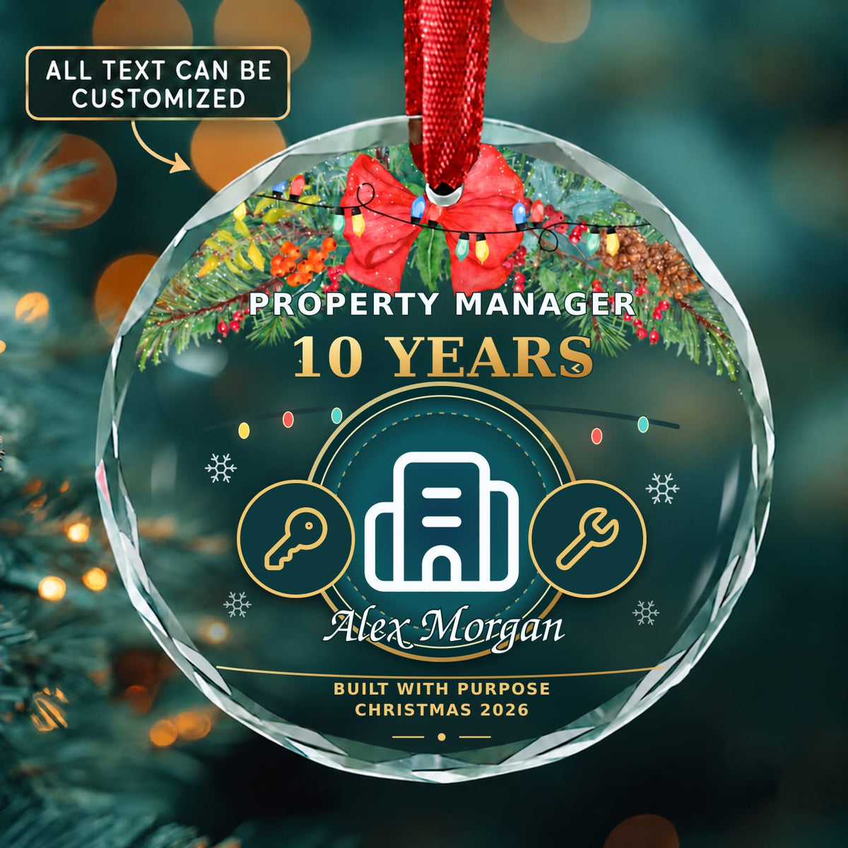 Property Manager Personalized Glass Ornament | 5To9Vibe