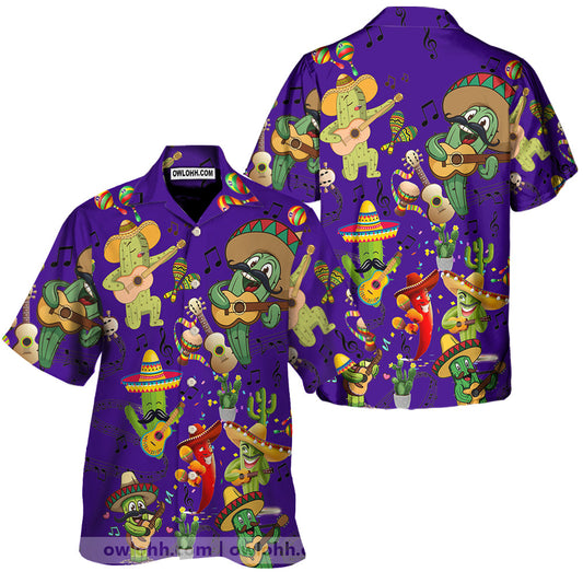 Cactus Love Music Very Much Purple - Unisex Hawaiian Shirt For Men and Women