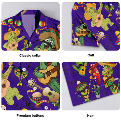 Cactus Love Music Very Much Purple - Unisex Hawaiian Shirt For Men and Women