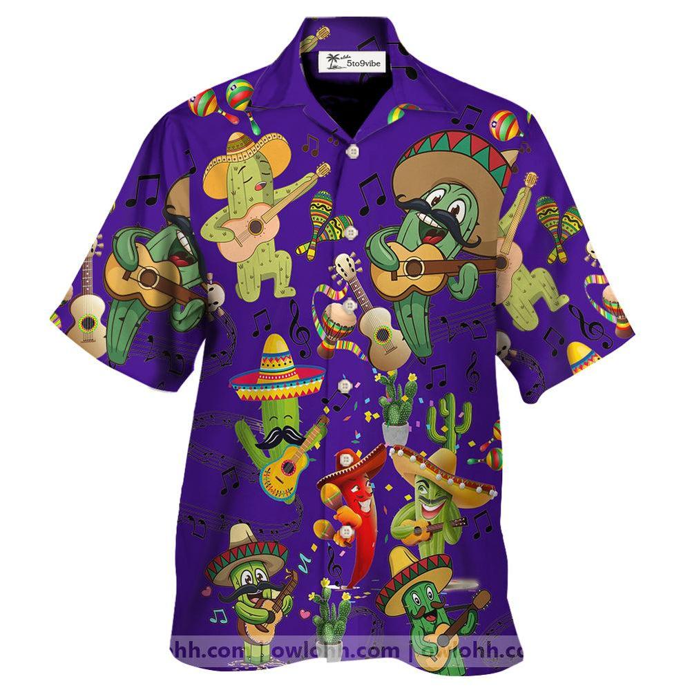 Cactus Love Music Very Much Purple - Unisex Hawaiian Shirt For Men and Women