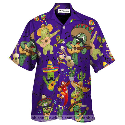 Cactus Love Music Very Much Purple - Unisex Hawaiian Shirt For Men and Women
