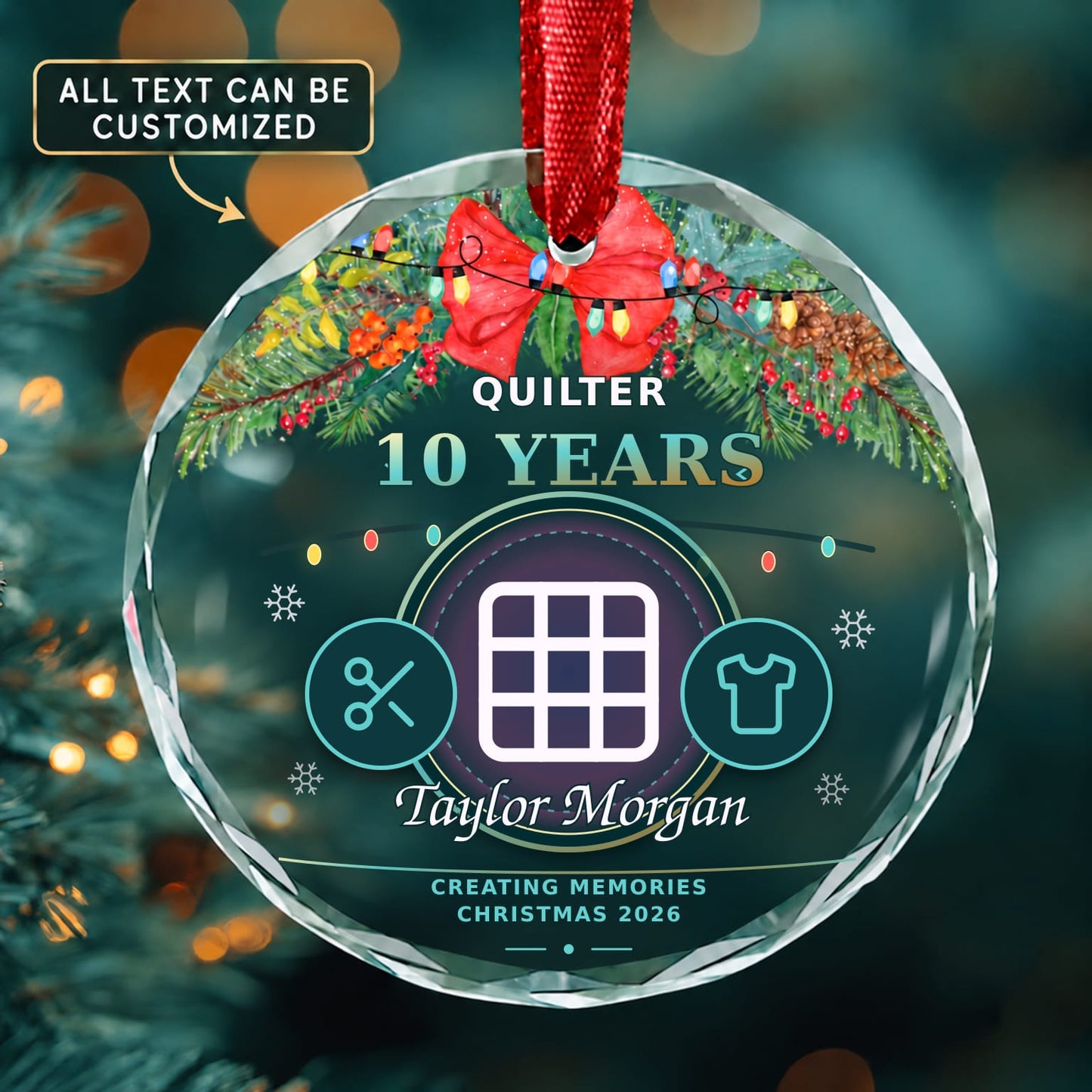 Quilter Personalized Glass Ornament | 5To9Vibe