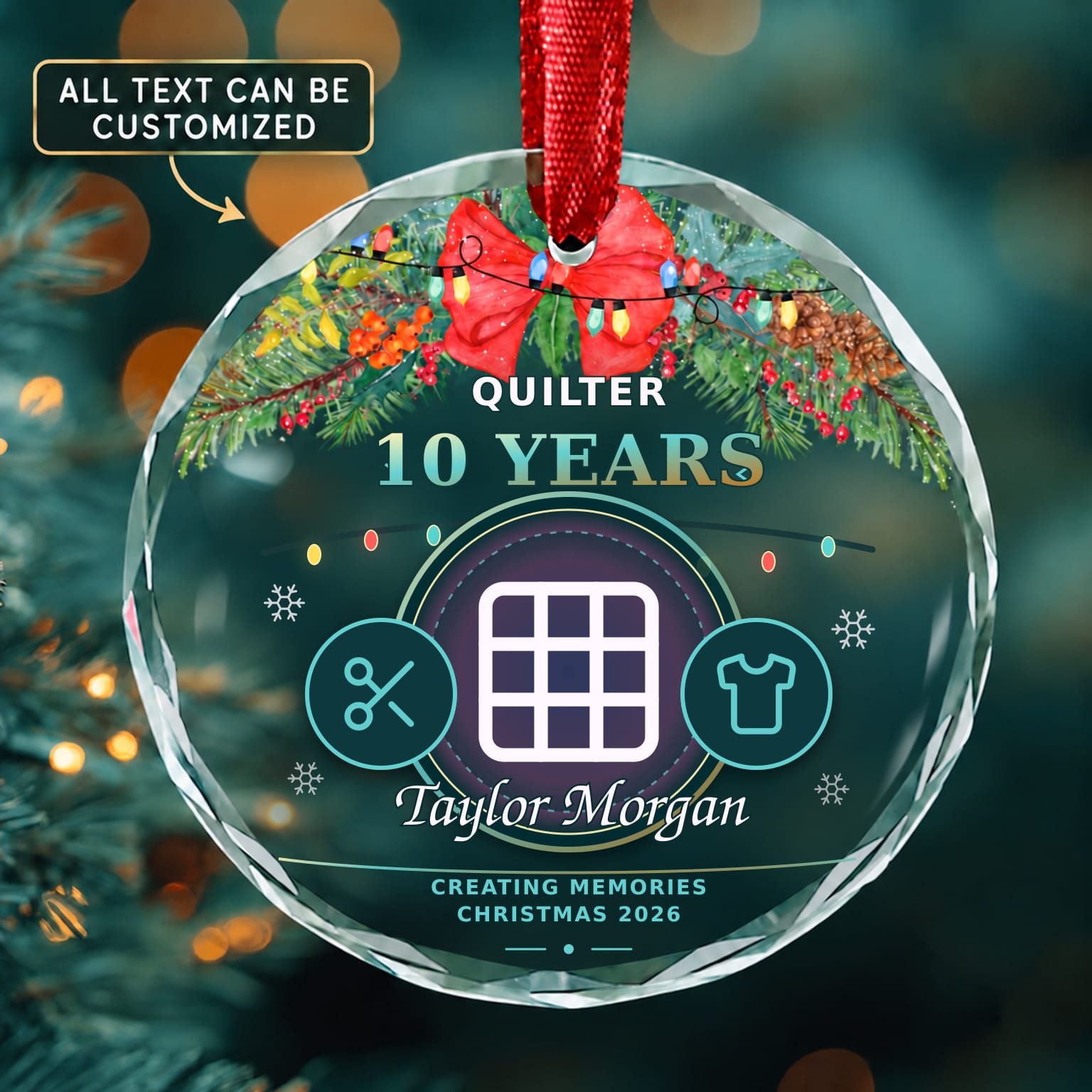Quilter Personalized Glass Ornament | 5To9Vibe