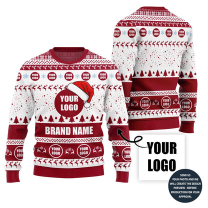 Custom Logo With Christmas Hat Ugly Sweater