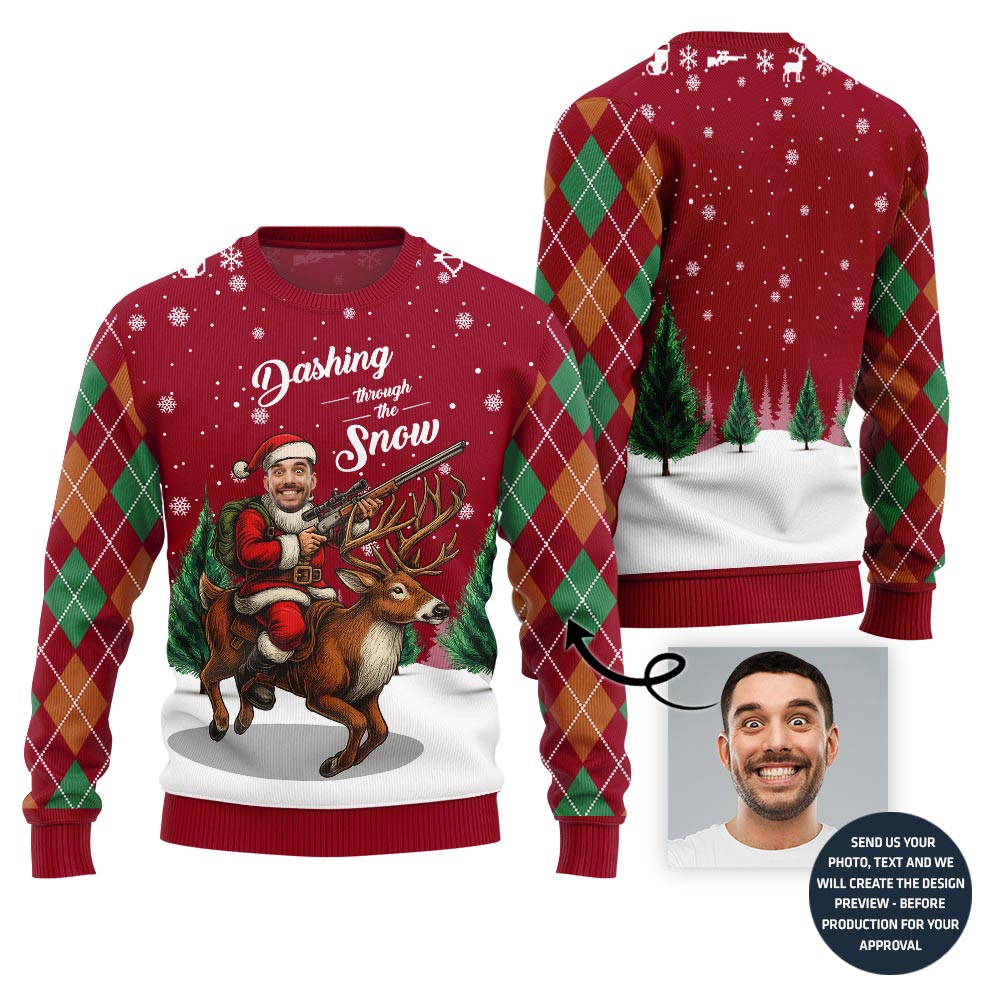 Dashing Through The Snow Custom Face Sweater