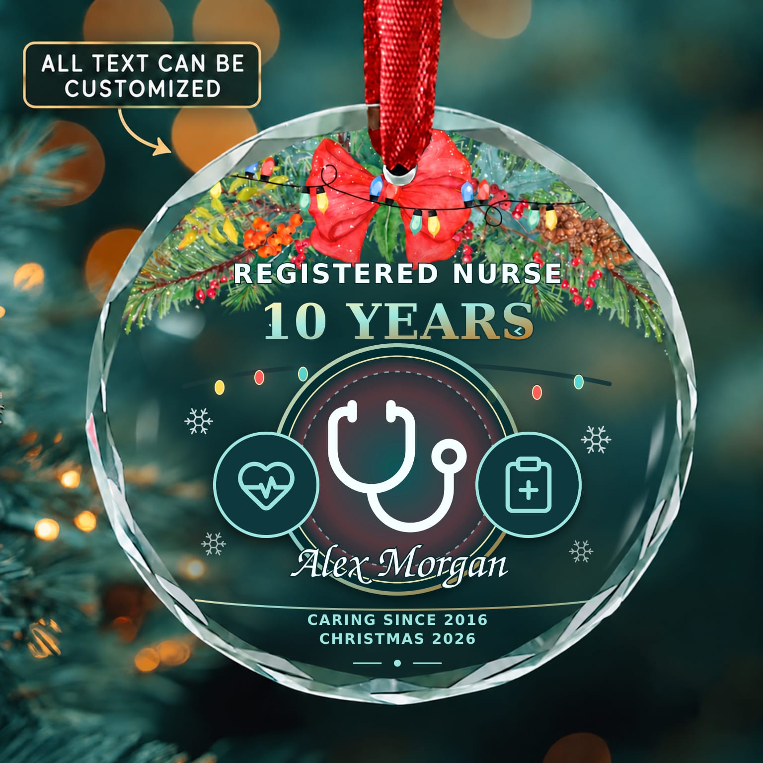 Registered Nurse Personalized Glass Ornament | 5To9Vibe