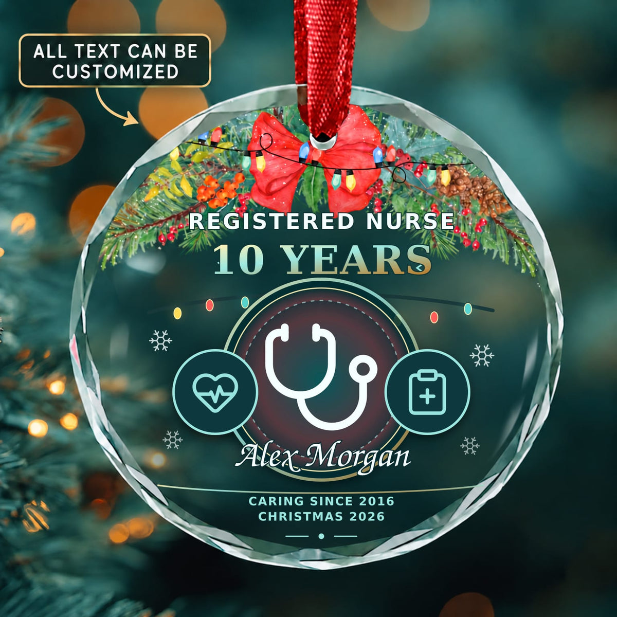 Registered Nurse Personalized Glass Ornament | 5To9Vibe