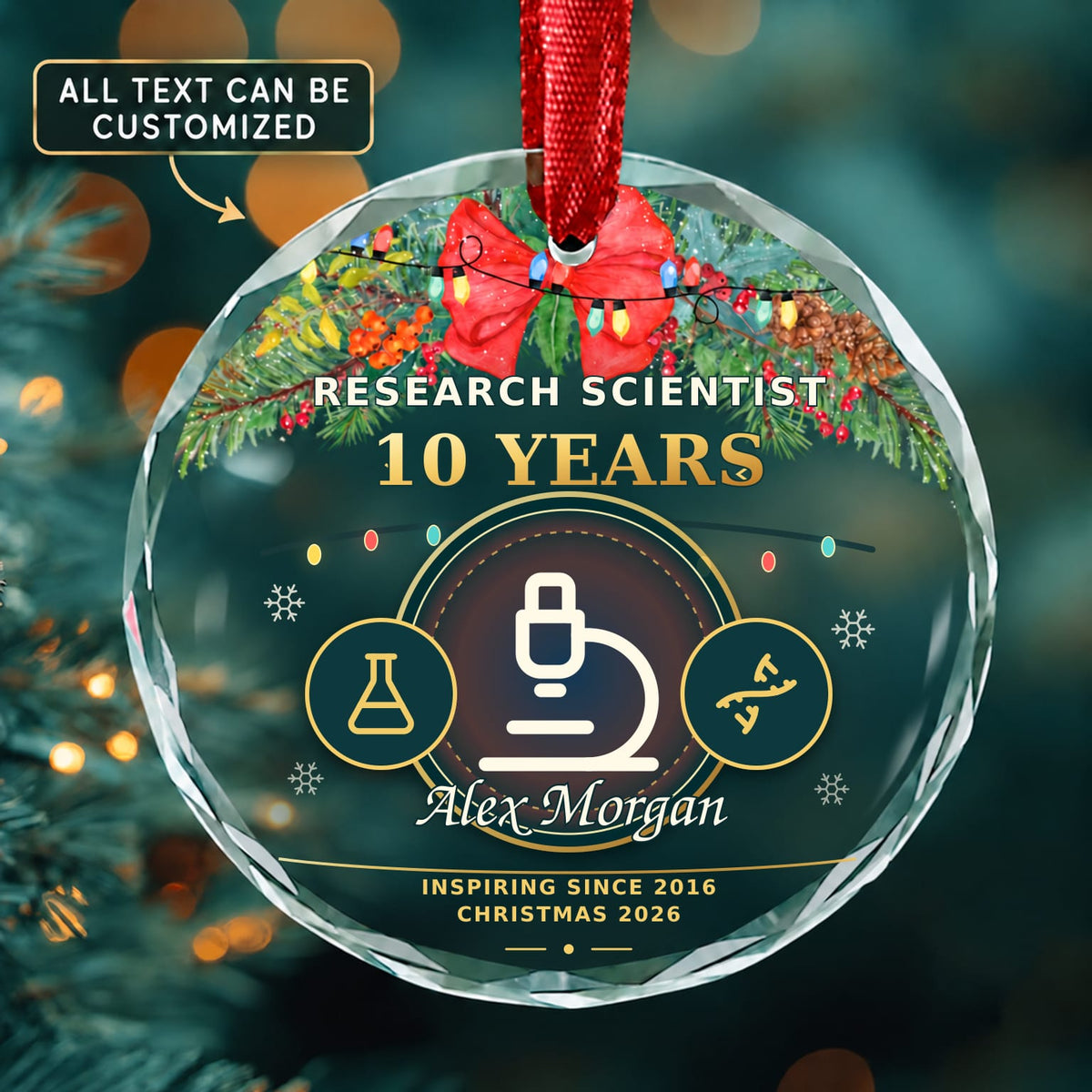 Research Scientist Personalized Glass Ornament | 5To9Vibe