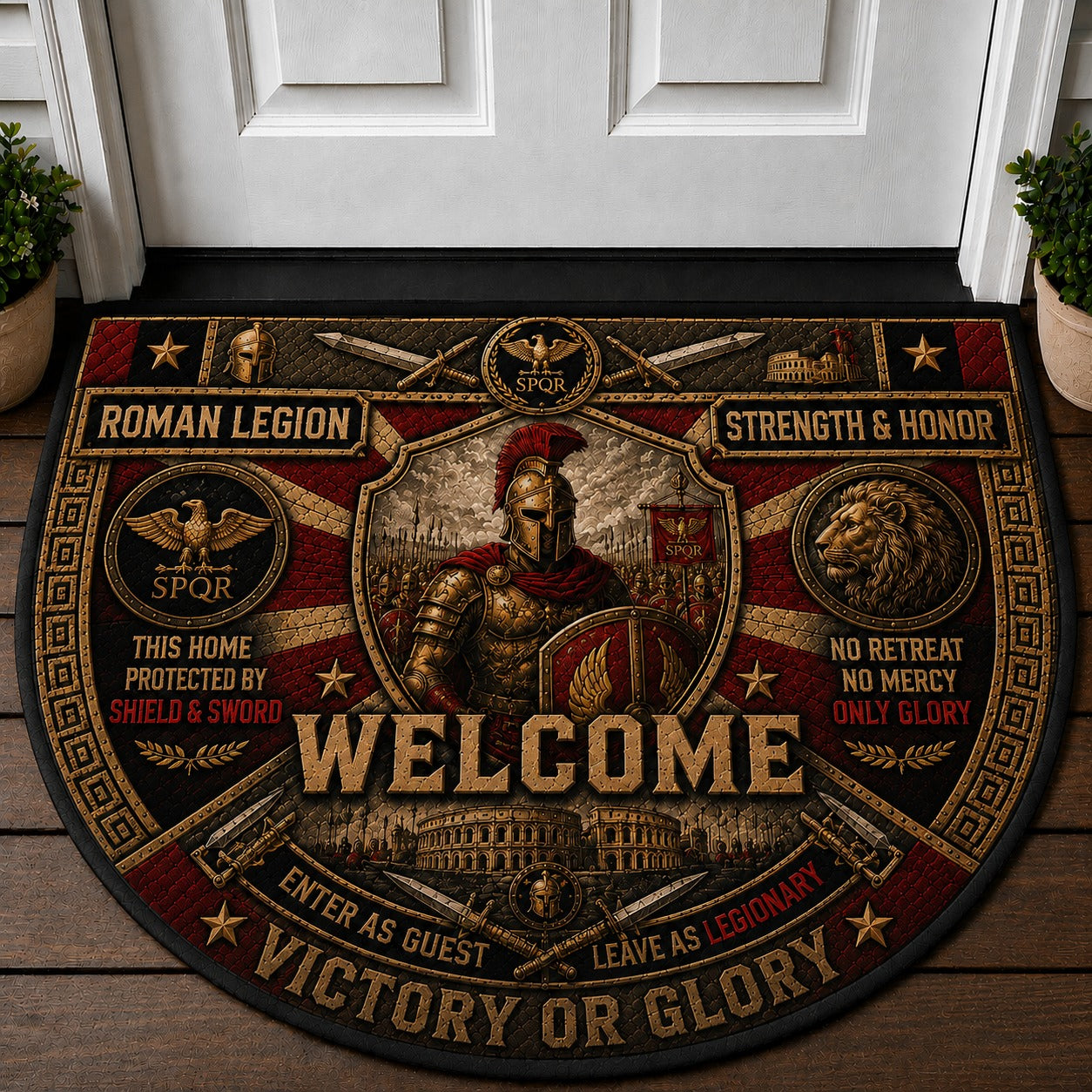Legendary Warriors Viking Quilted Print Premium Welcome Mat – Personalized Doormat