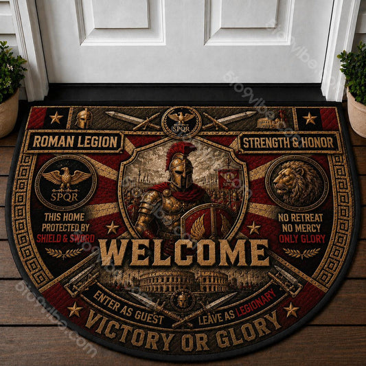 Roman Legion Welcome Mat – "Strength & Honor" Spartan Gladiator Doormat - 5to9vibe