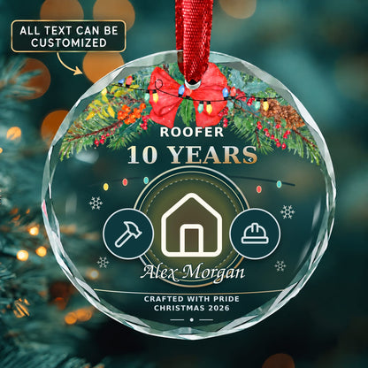 Roofer Personalized Glass Ornament | 5To9Vibe