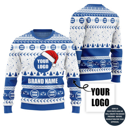 Custom Logo With Christmas Hat Ugly Sweater