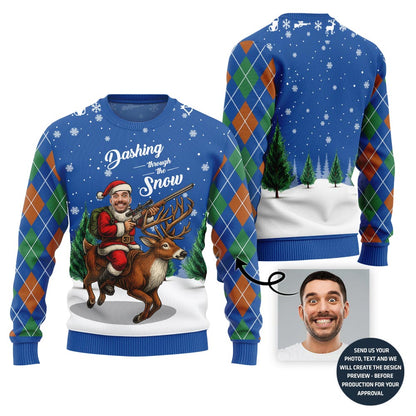 Dashing Through The Snow Custom Face Sweater