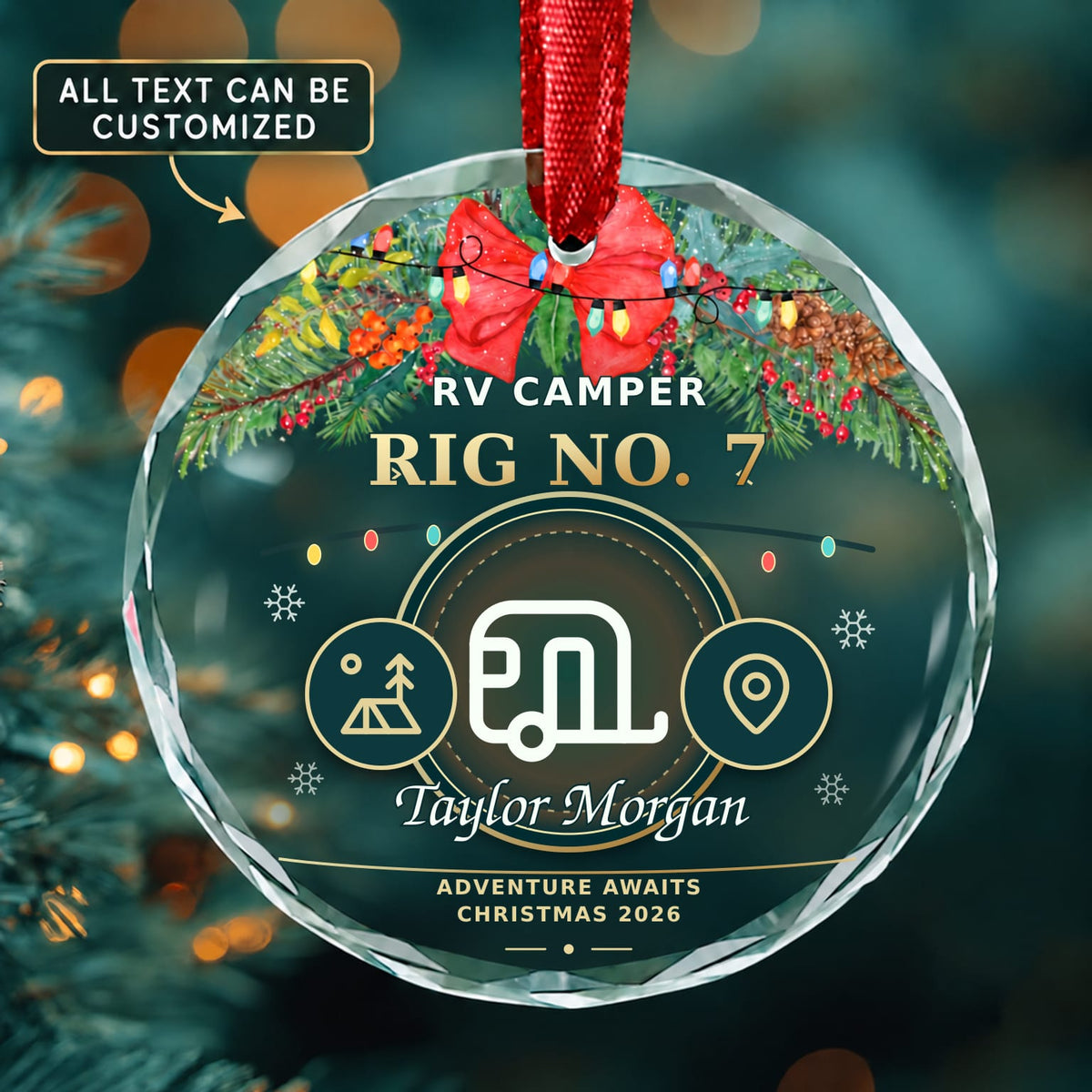 Rv Camper Personalized Glass Ornament | 5To9Vibe