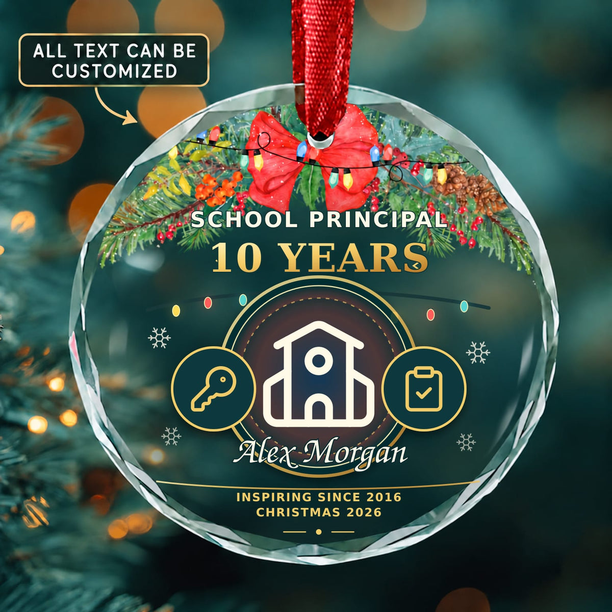 School Principal Personalized Glass Ornament | 5To9Vibe