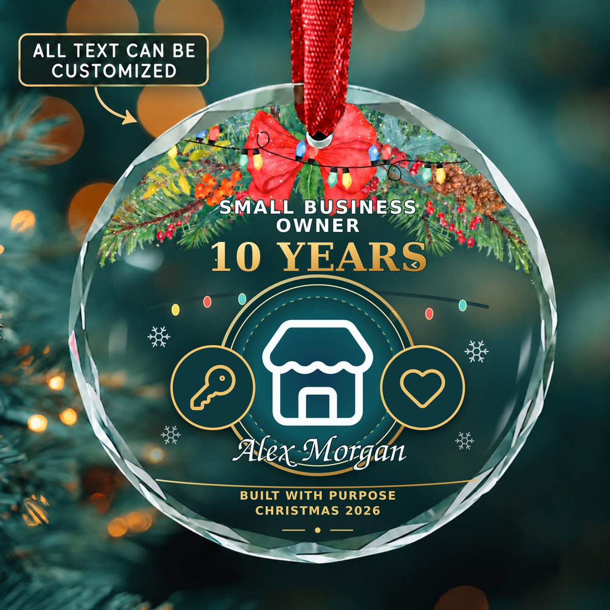 Small Business Owner Personalized Glass Ornament | 5To9Vibe