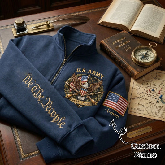 Embroidered U.S Army 250th Anniversary Independence Day Quarter-Zip Sweatshirt