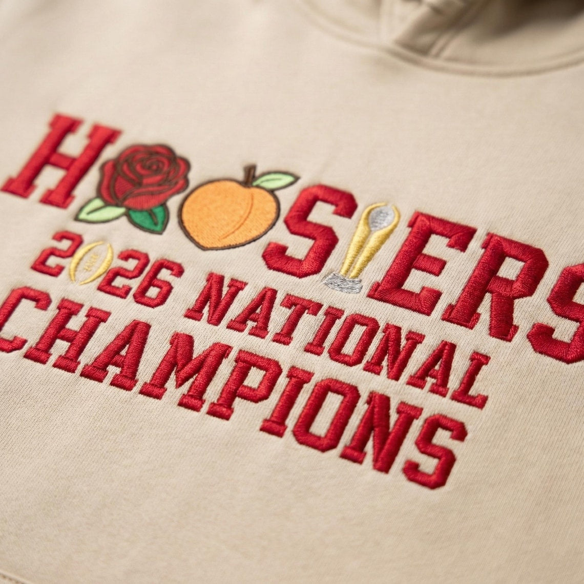 Embroidered Hoosiers Champs Sweatshirt: Rose & Peach Bowl 25/26 Quarter-Zip Sweatshirt