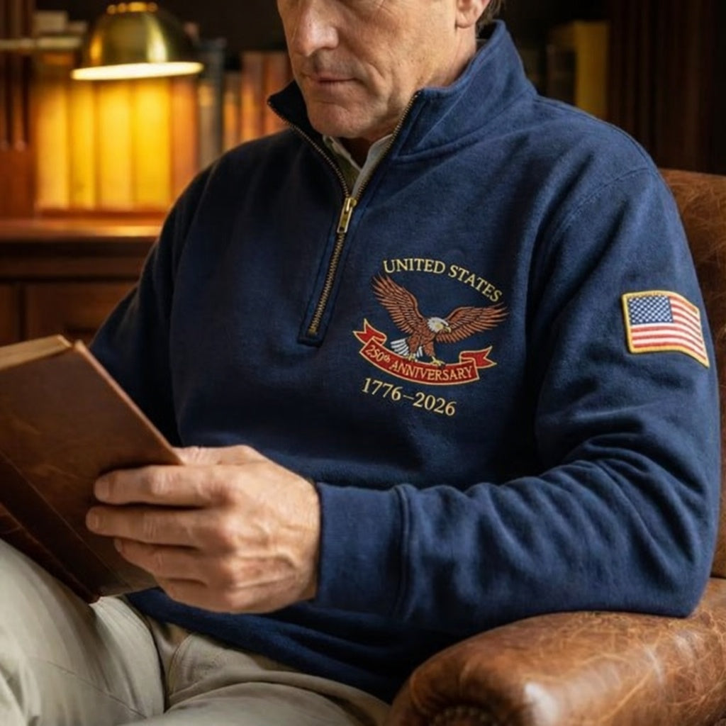 Sudadera con cremallera un cuarto "We The People USA 250th Anniversary" bordada