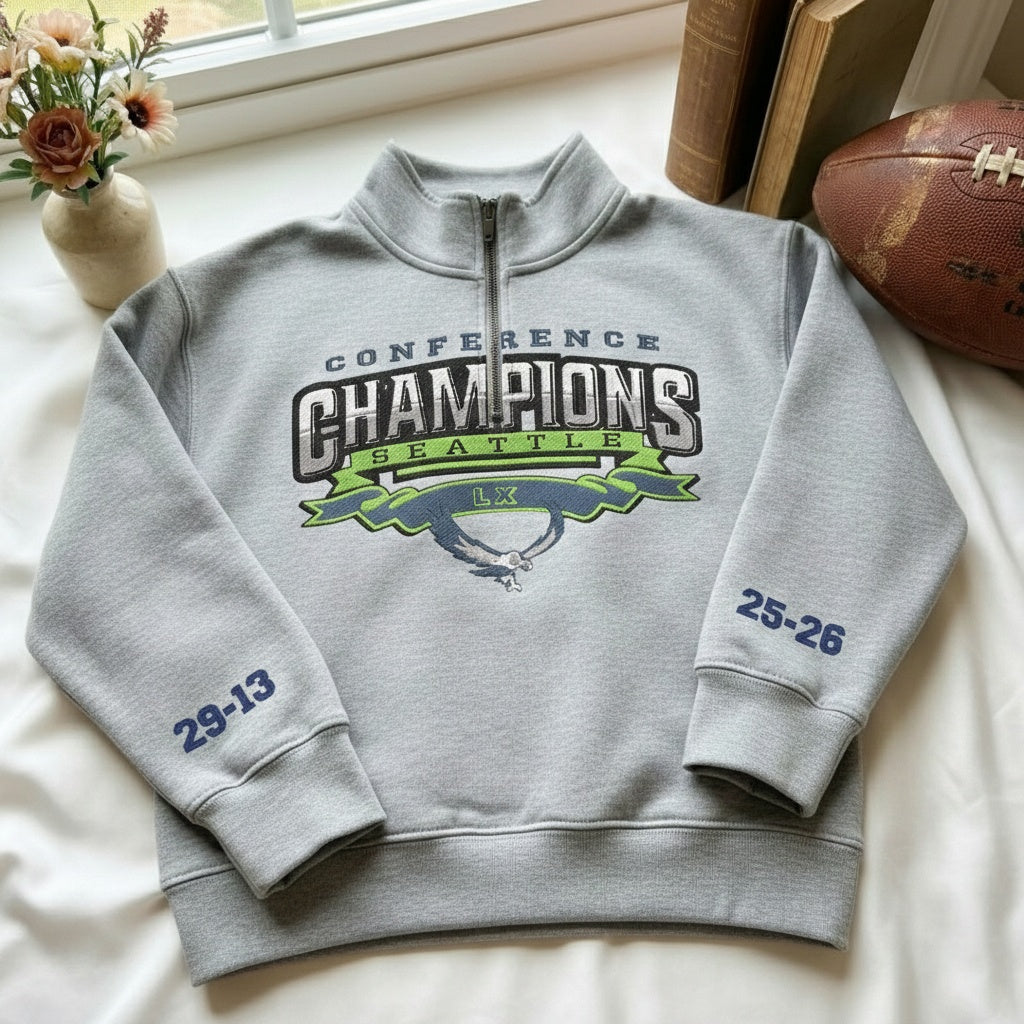 Embroidered Seattle Seahawks The Champions Quarter-Zip Sweatshirt