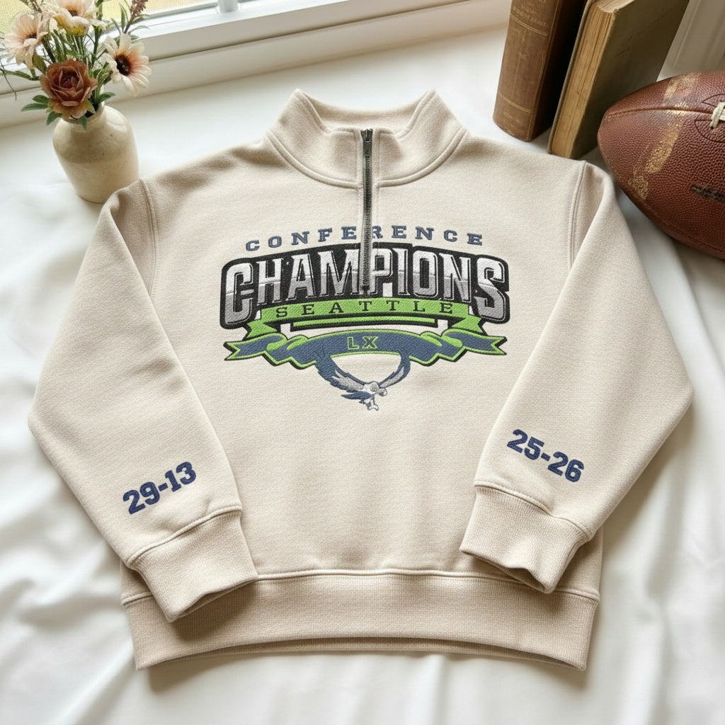 Embroidered Seattle Seahawks The Champions Quarter-Zip Sweatshirt