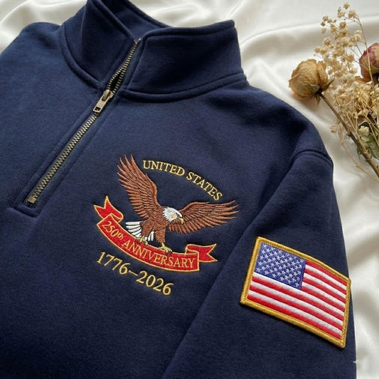 Embroidered USA 250th Anniversary Quarter-Zip Sweatshirt