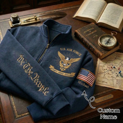 Sudadera con cremallera de un cuarto bordada del 250º Aniversario del Día de la Independencia de la Fuerza Aérea de EE. UU.