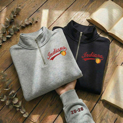 Embroidered Indiana Hoosiers Champs Sweatshirt: Rose & Peach Bowl 25/26 Quarter-Zip Sweatshirt