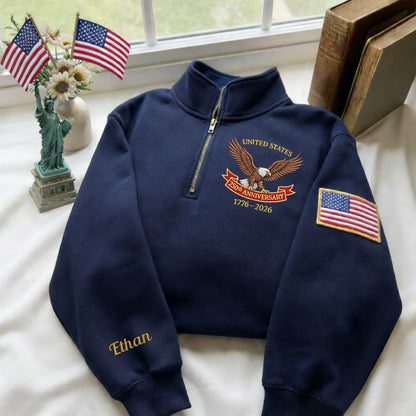 Embroidered USA 250th Anniversary Quarter-Zip Sweatshirt