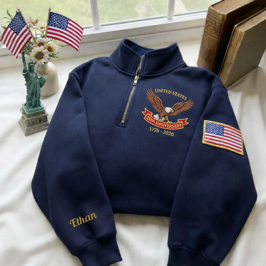 Embroidered USA 250th Anniversary Quarter-Zip Sweatshirt