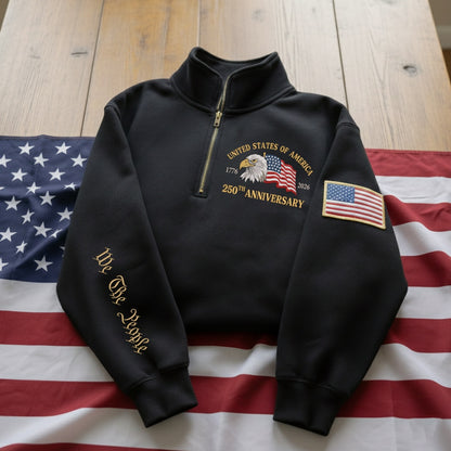 Sudadera con cremallera de cuarto con bordado «We The People» por el 250.º aniversario del Día de la Independencia de EE. UU.