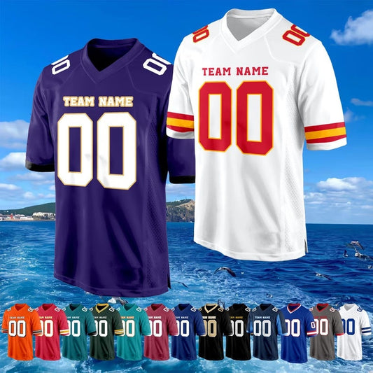 Custom Football Jersey Personalized Embroidered Name Number Team Logo for Men Women Kids Toddlers Sports Uniform Fan Gift