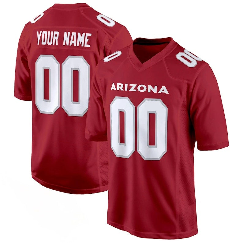 Custom Red Football Jersey Personalized Name & Number, Arizona Style Team Shirt, Full Print Custom Logo, Game Day Uniform, Fan Gift Unisex