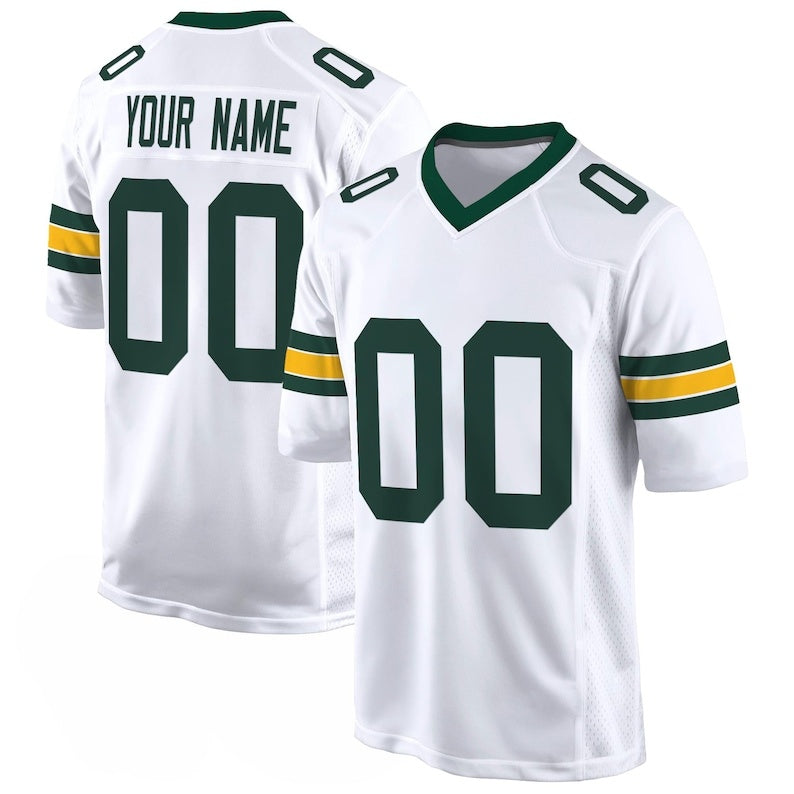 White Green Personalized Football Jersey #00 Custom Name Number, Unisex Game Day Shirt, College Style Sports Fan Apparel Gift