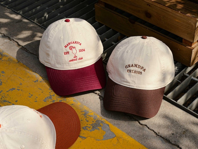 Custom Text Embroidered Hat, Vintage Style Trucker Hat, Retro Baseball hat, Personalized hat, Gift for New Mom And Dad, Unisex Baseball Hat