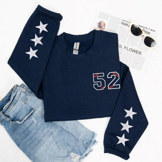 Embroidered Baseball Number Sweatshirt – Personalized Team Mom Crewneck