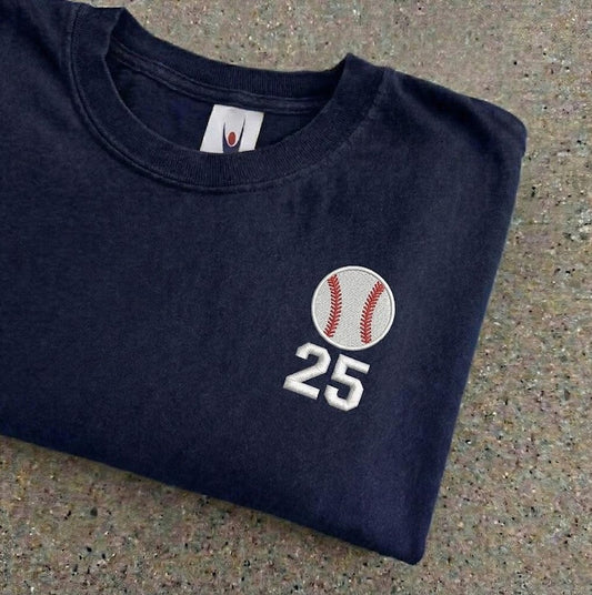 Custom Sport Number Embroidered Shirt, Personalised Mum Baseball Team TShirt, Football Player Number Tee, Baseball Dad Top, Fathers Day Gift