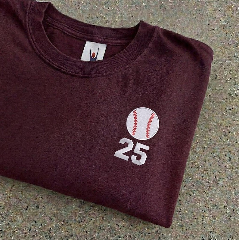 Custom Sport Number Embroidered Shirt, Personalised Mum Baseball Team TShirt, Football Player Number Tee, Baseball Dad Top, Fathers Day Gift