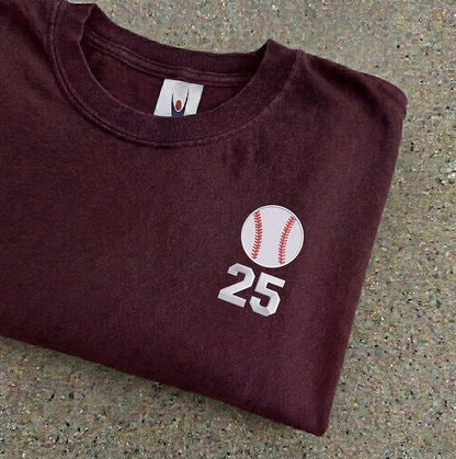 Custom Sport Number Embroidered Shirt, Personalised Mum Baseball Team TShirt, Football Player Number Tee, Baseball Dad Top, Fathers Day Gift