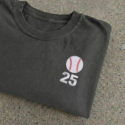 Custom Sport Number Embroidered Shirt, Personalised Mum Baseball Team TShirt, Football Player Number Tee, Baseball Dad Top, Fathers Day Gift