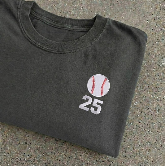 Custom Sport Number Embroidered Shirt, Personalised Mum Baseball Team TShirt, Football Player Number Tee, Baseball Dad Top, Fathers Day Gift