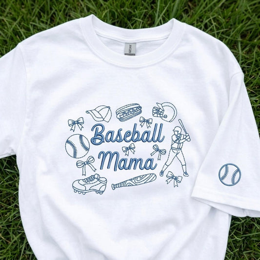Embroidered Baseball Mama Shirt with Kids Names, Baseball Mom Game Day Shirt, Sports Mom Shirt, Mother’s Day Gift