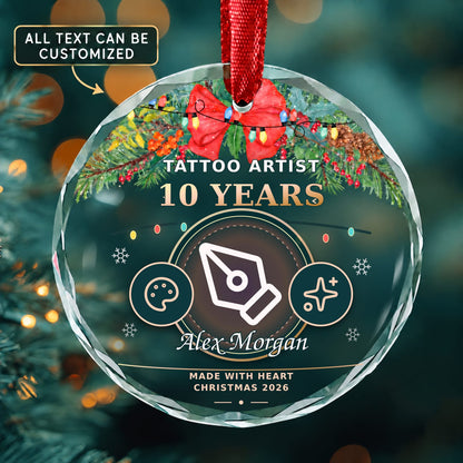 Tattoo Artist Personalized Glass Ornament | 5To9Vibe