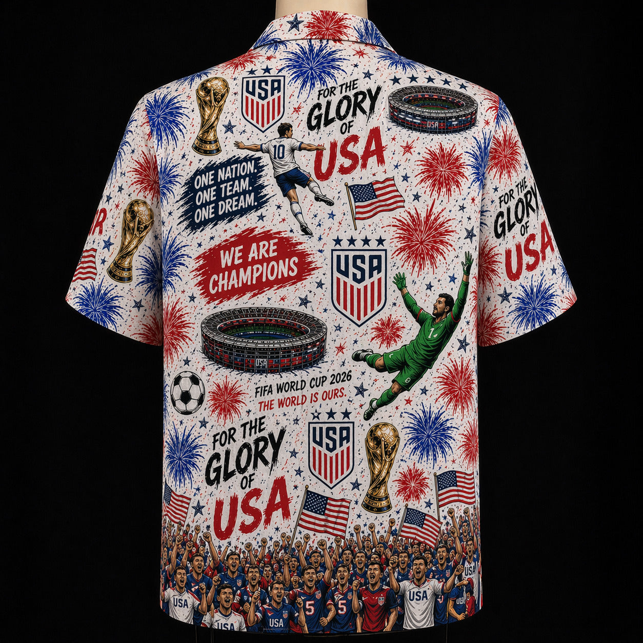 All Teams World Cup 2026 Champion USA Football Soccer Unisex Button-Up Hawaiian Shirt For Men & Women