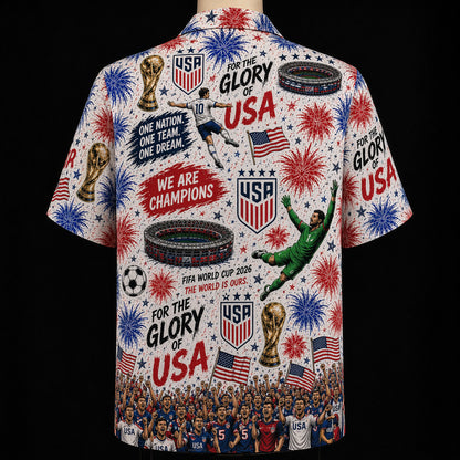 All Teams World Cup Champion Football Soccer Unisex Button-Up Hawaiian Shirt For Men & Women